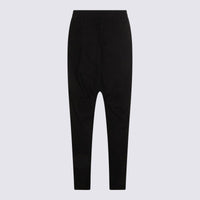 Rick Owens Black Cotton Drawstring Long Pants