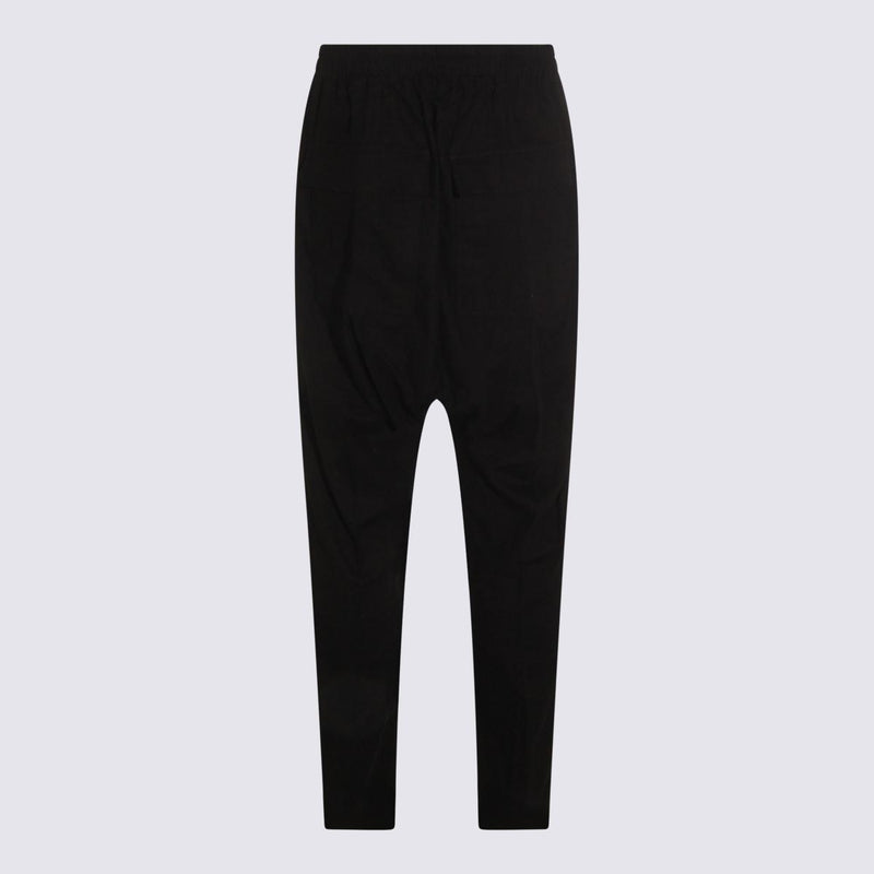 Rick Owens Black Cotton Drawstring Long Pants