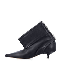 JW Anderson Black Leather Biker Kitten Heel Ankle Boot