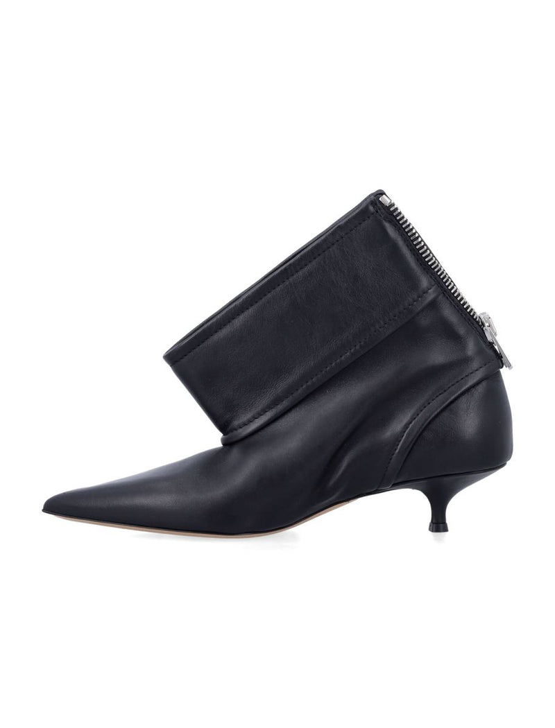 JW Anderson Black Leather Biker Kitten Heel Ankle Boot