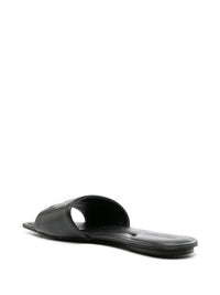 Courrèges Logo Leather Flat Sandals