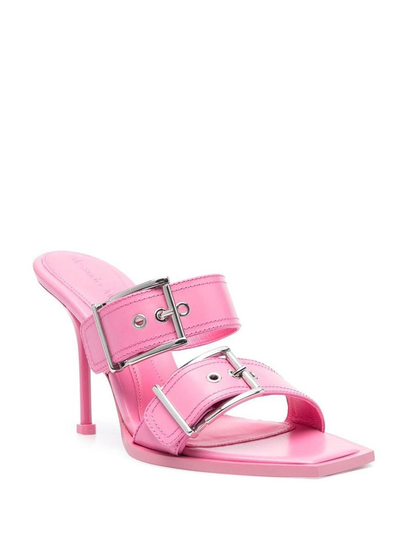 Alexander McQueen Punk Double Buckle Leather Sandals