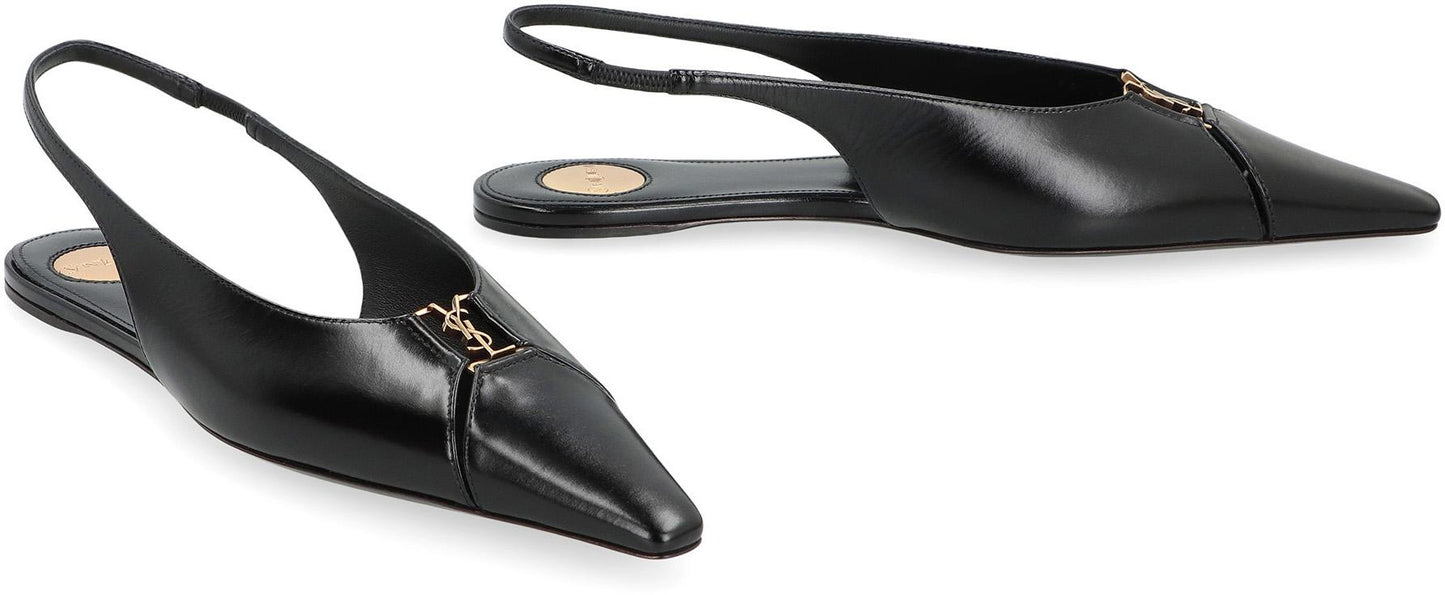 Saint Laurent Babylone Pointy-Toe Slingback Ballet Flats