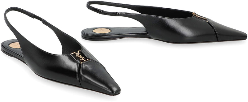 Saint Laurent Babylone Pointy-Toe Slingback Ballet Flats