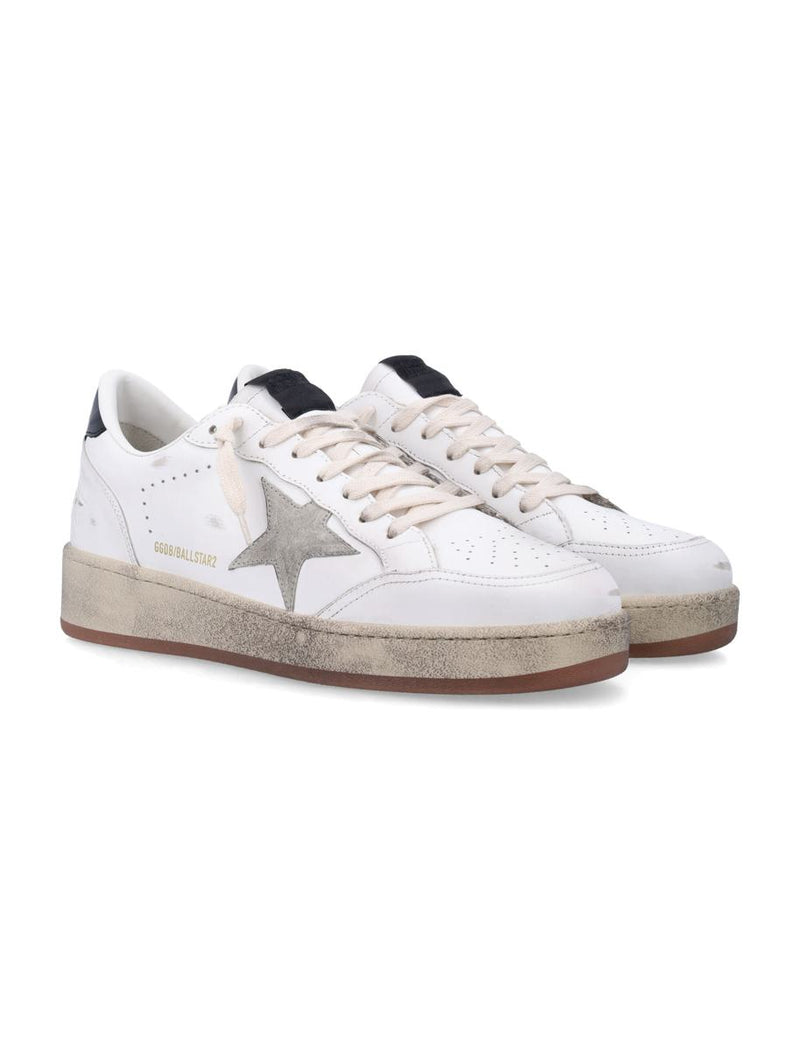 Golden Goose Ball Star White And Gray Leather Sneaker