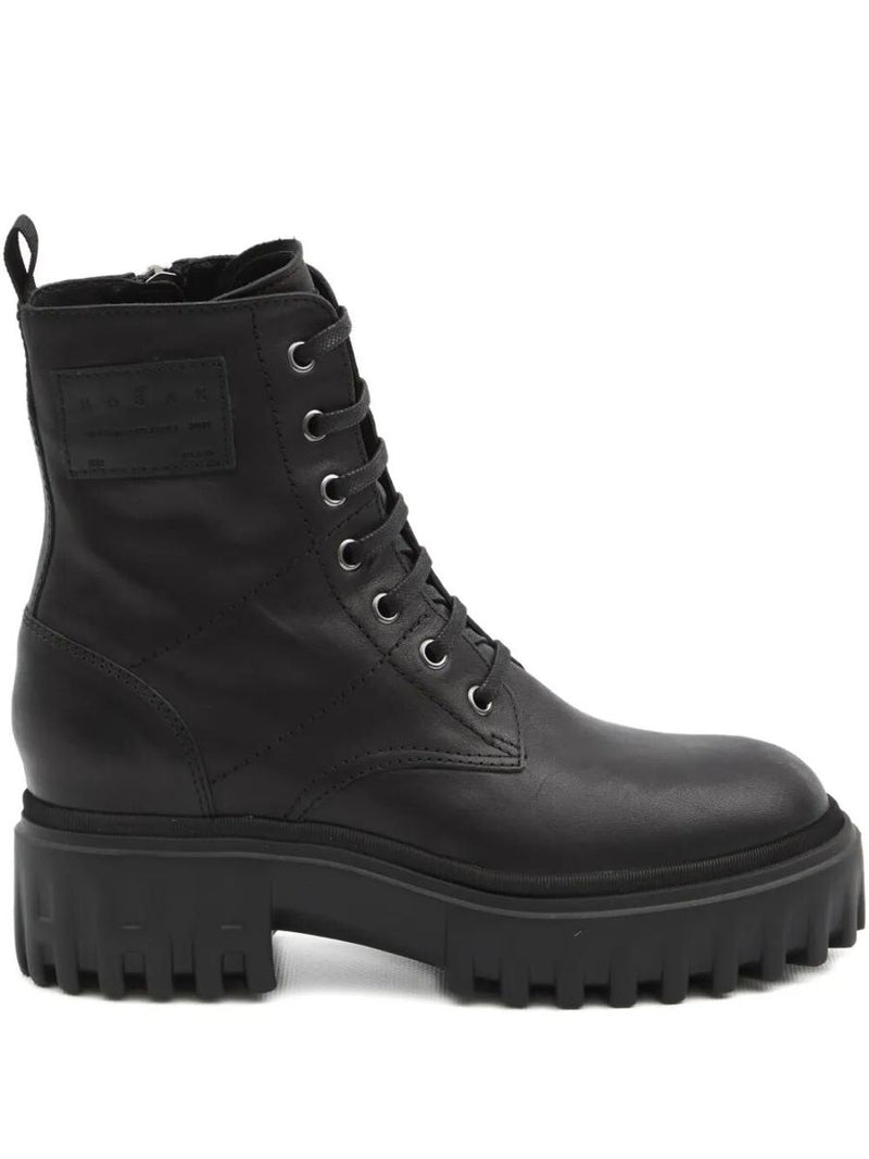 Hogan H700 Chunky Biker Boots In Leather Shoes