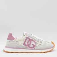 Dolce & Gabbana White And Pink Dg Cushion Sneakers