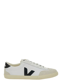 'V-10' White Sneakers With Side Logo Application In Leather Unisex
