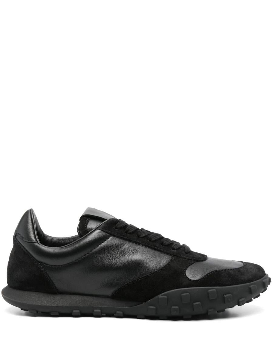 Jil Sander Black Leather Lace-Up Sneakers With Suede Inserts