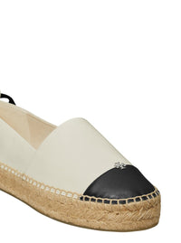 White Espadrilles With Metallic Logo On The Front And Ankle Strap In Leather Woman