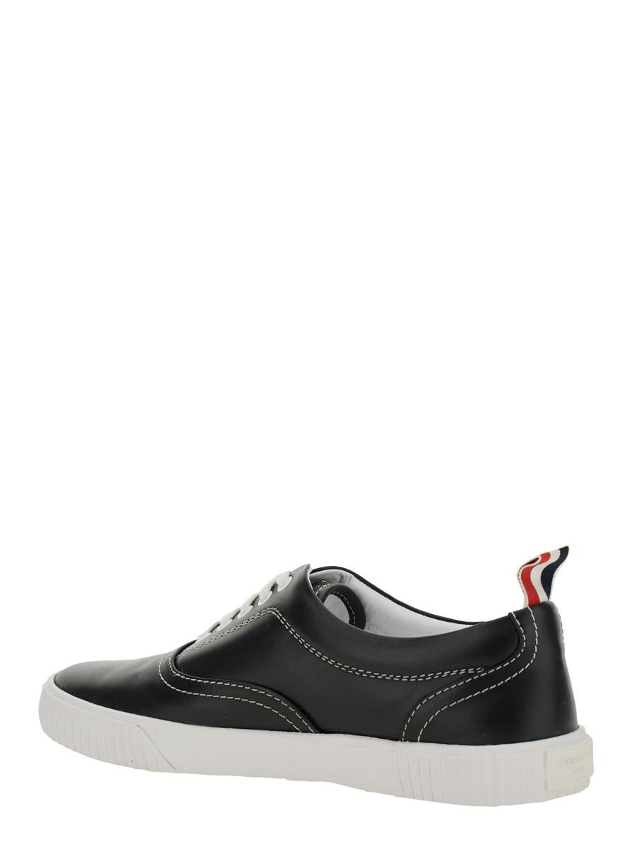 'Heritage' Black Sneakers With Logo Tab On Heel In Leather Man