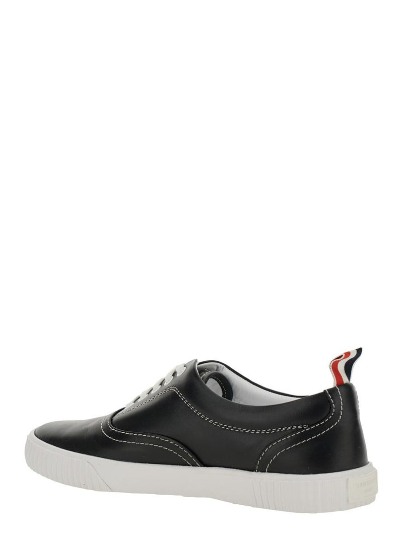 'Heritage' Black Sneakers With Logo Tab On Heel In Leather Man