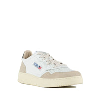 Autry Medalist Low Sneakers In White Suede And Leather And Morel