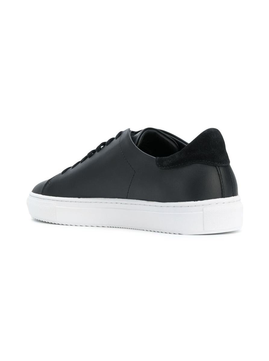 '90 Clean' Black Low Top Sneakers With Logo Lettering On The Side In Leather Man