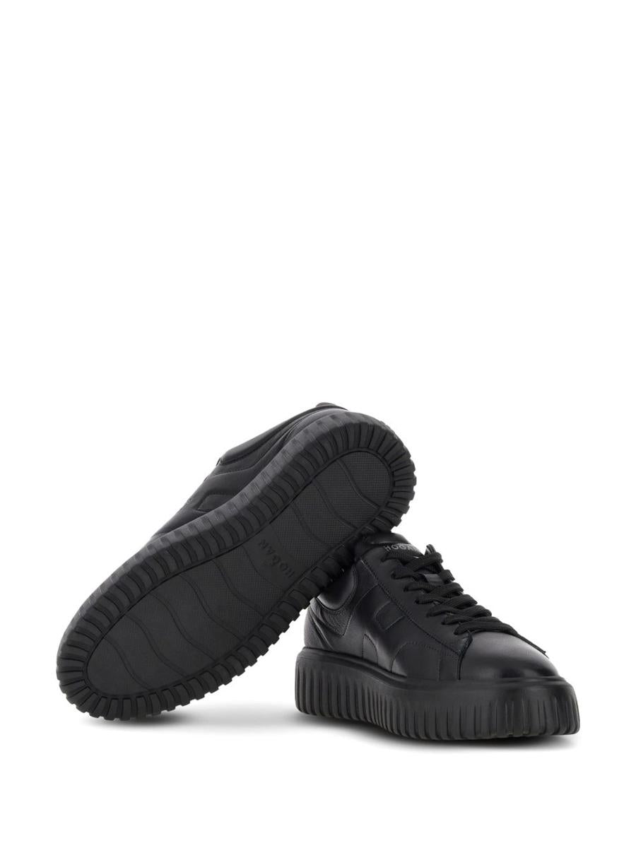 Hogan H-Stripes Sneakers In Black Sheepskin Leather