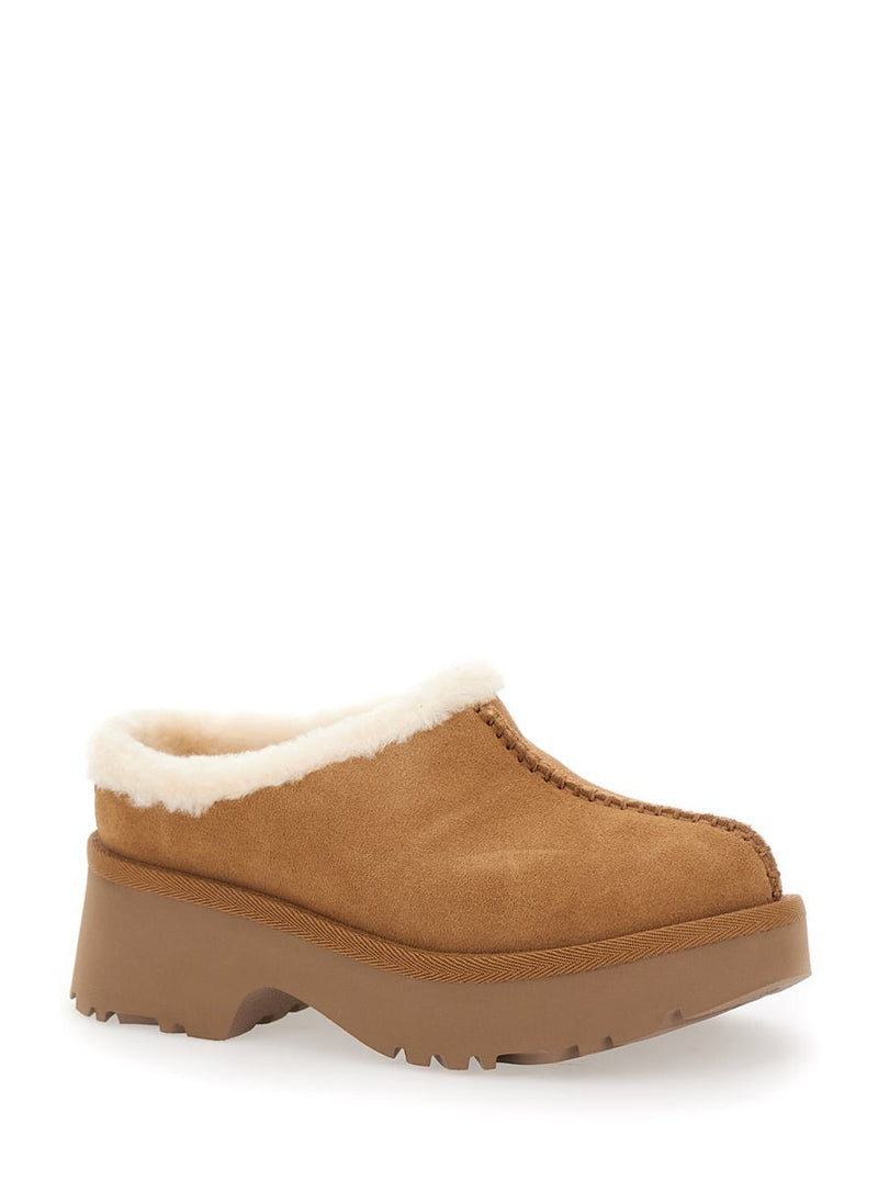 UGG ‘New Height' Mule With Brown Suede Women'S Embossed Stitching Detail