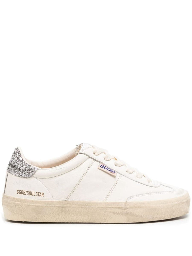 Golden Goose Leather Soul Star Sneakers With Glitter