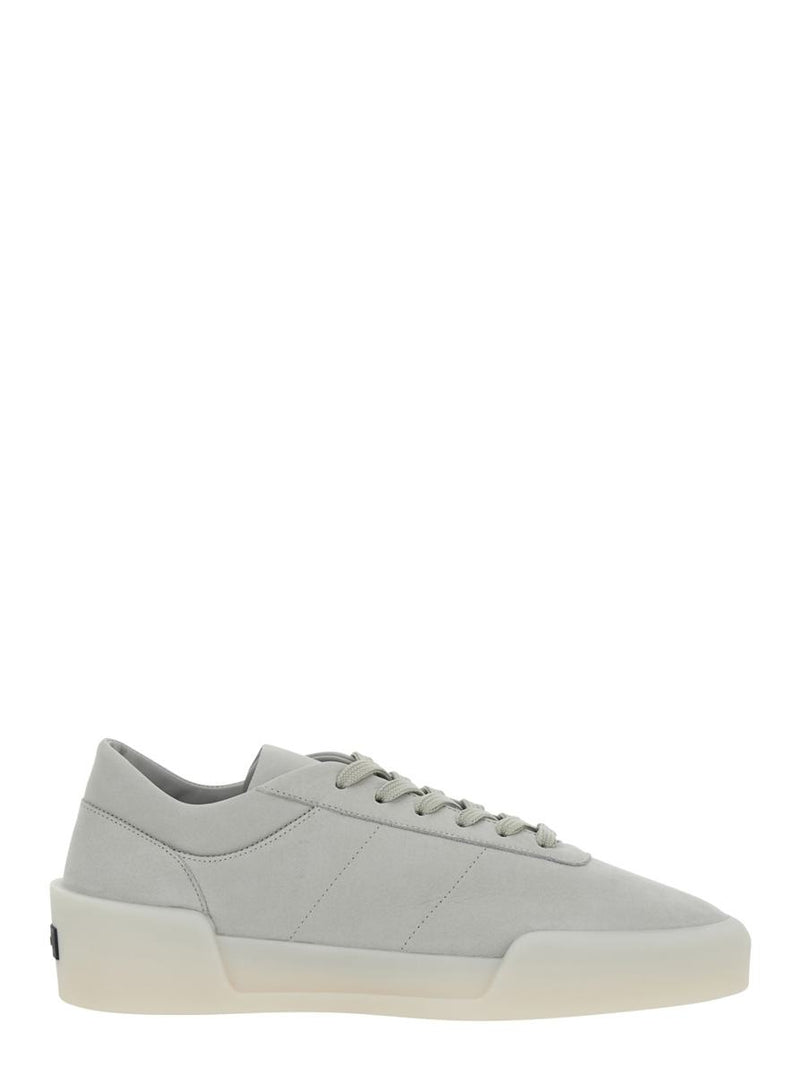 'Aerobic Low' Grey Low Top Sneakers With Logo Patch On The Rear In Leather Man