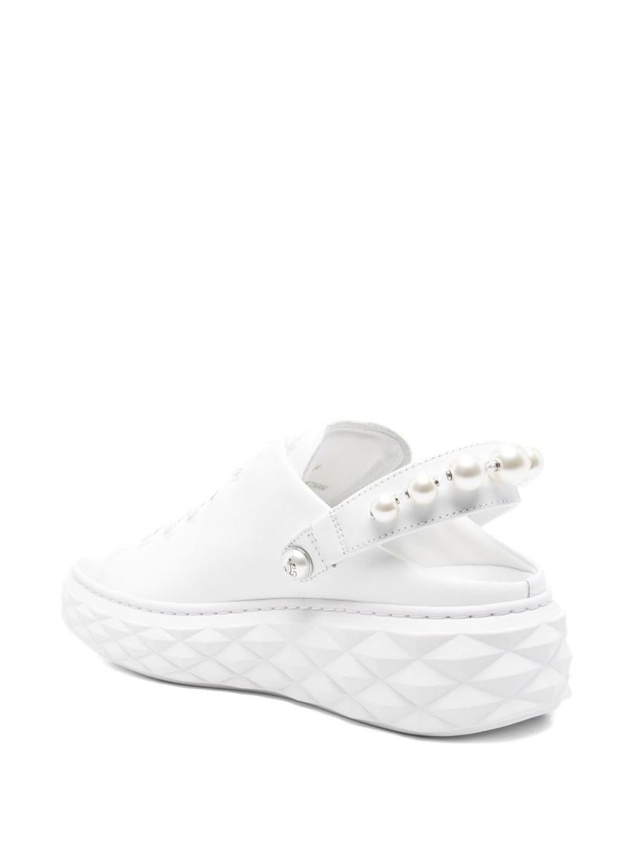 Jimmy Choo Diamond Maxi Pearl Leather Slippers