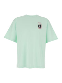 Green T-Shirt With Crewneck And Logo On The Front And Maxi Logo On The Back In Cotton Man