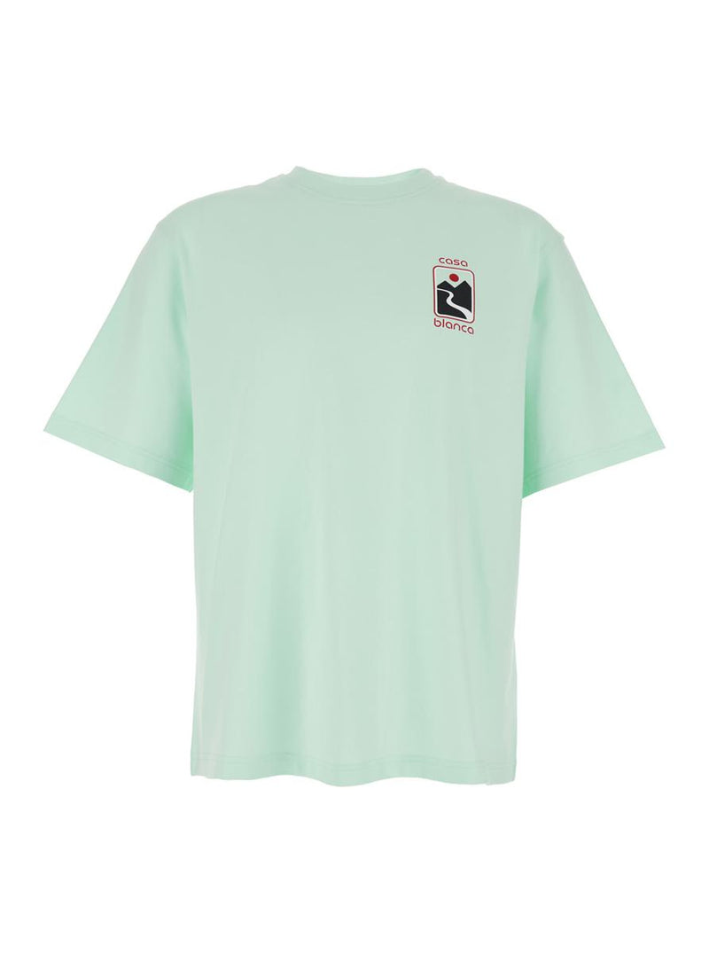 Green T-Shirt With Crewneck And Logo On The Front And Maxi Logo On The Back In Cotton Man