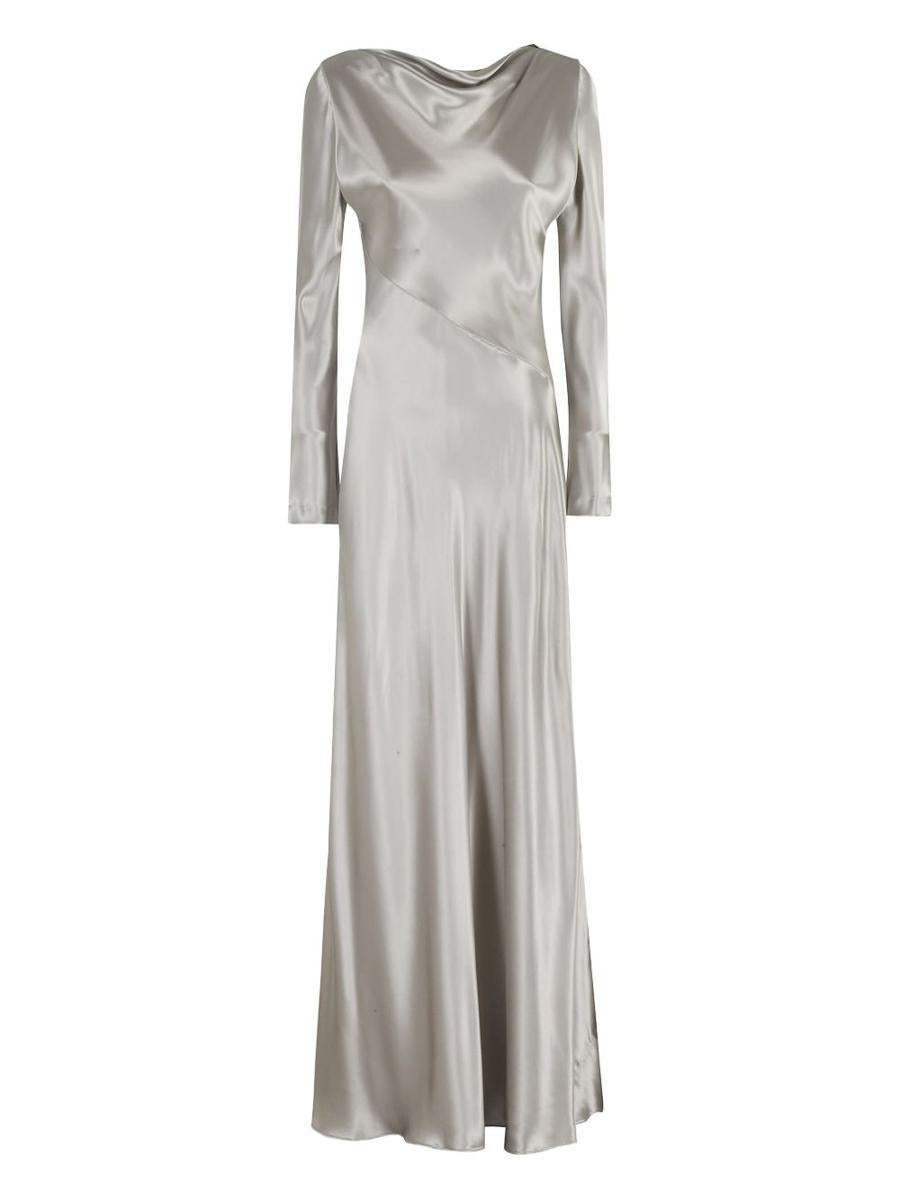 Alberta Ferretti Long Satin Dress With Bias-Cut Fabric
