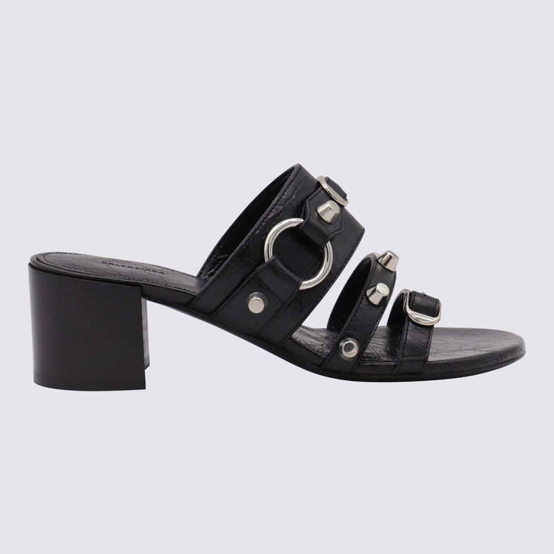 Balenciaga Black Leather City Sandals