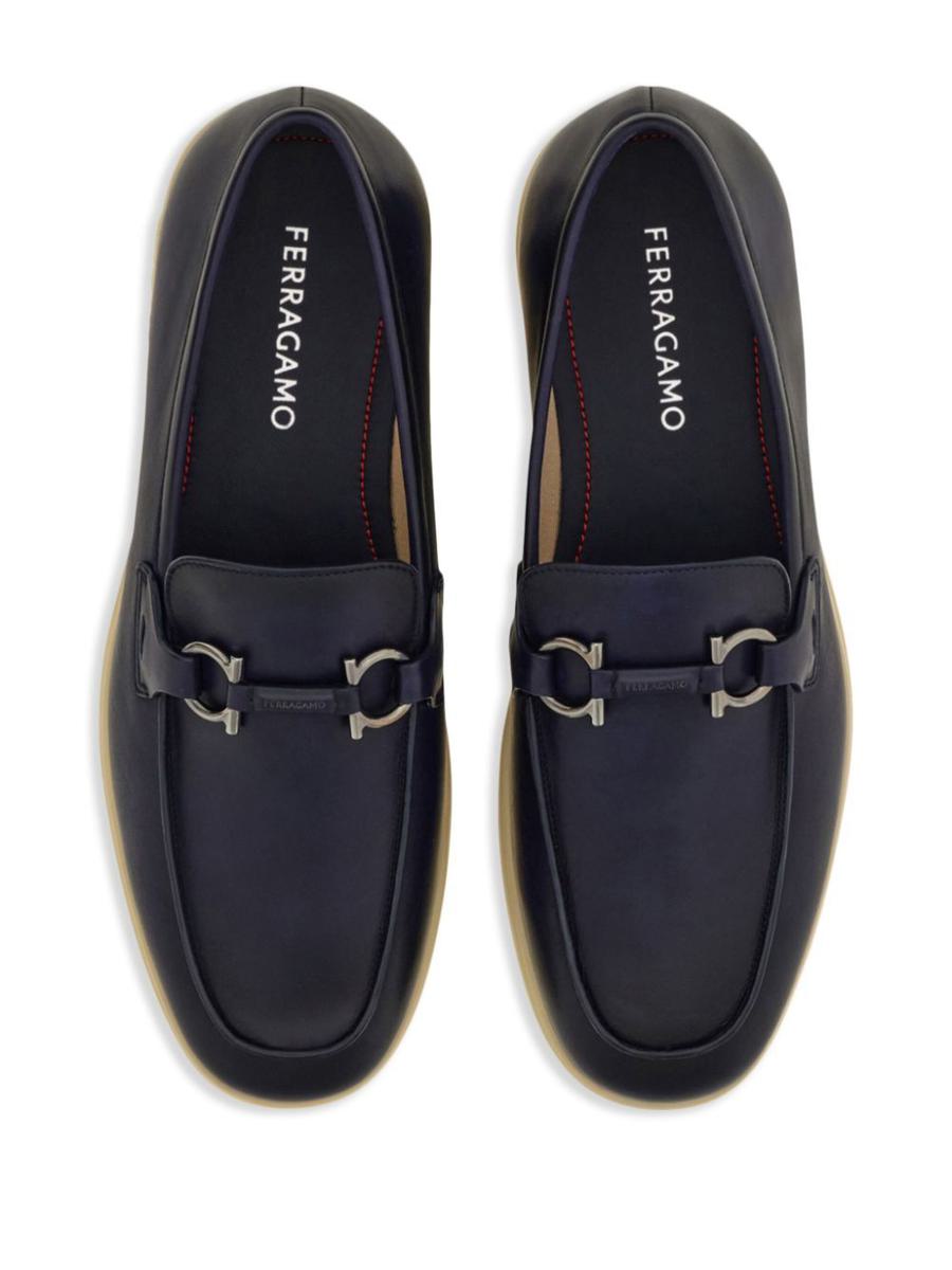 Salvatore Ferragamo Cosimo Leather Casual Loafers With Gancini Buckle Shoes