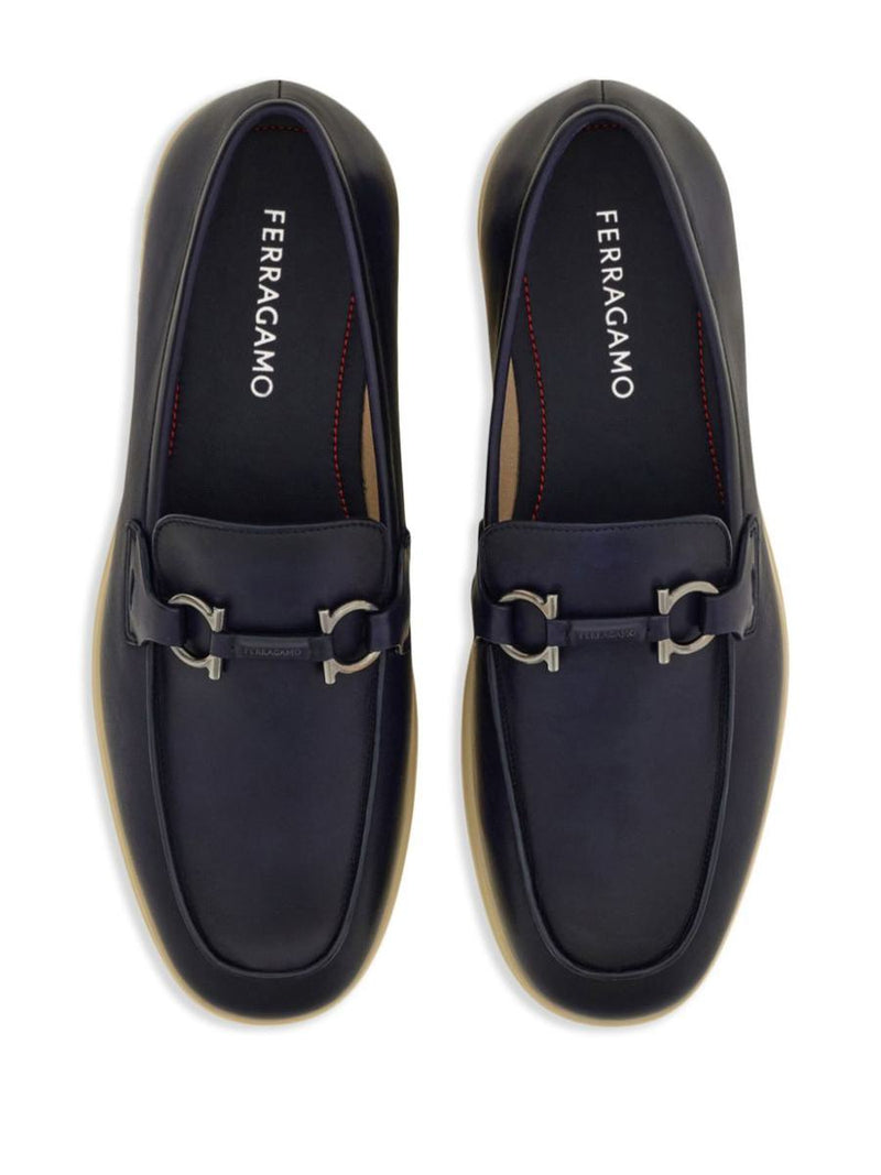Salvatore Ferragamo Cosimo Leather Casual Loafers With Gancini Buckle Shoes