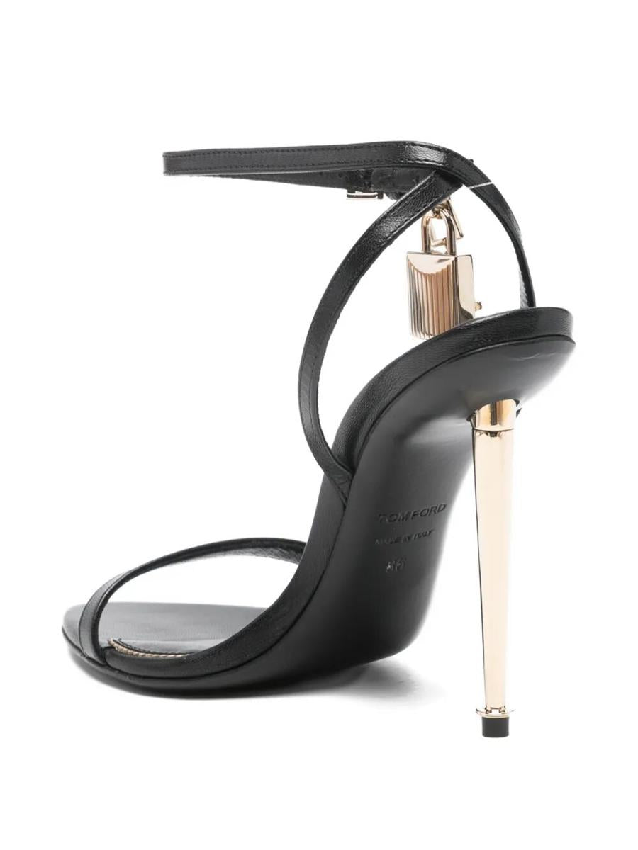 Tom Ford Shiny Leather Padlock Pointy Naked Sandals Shoes