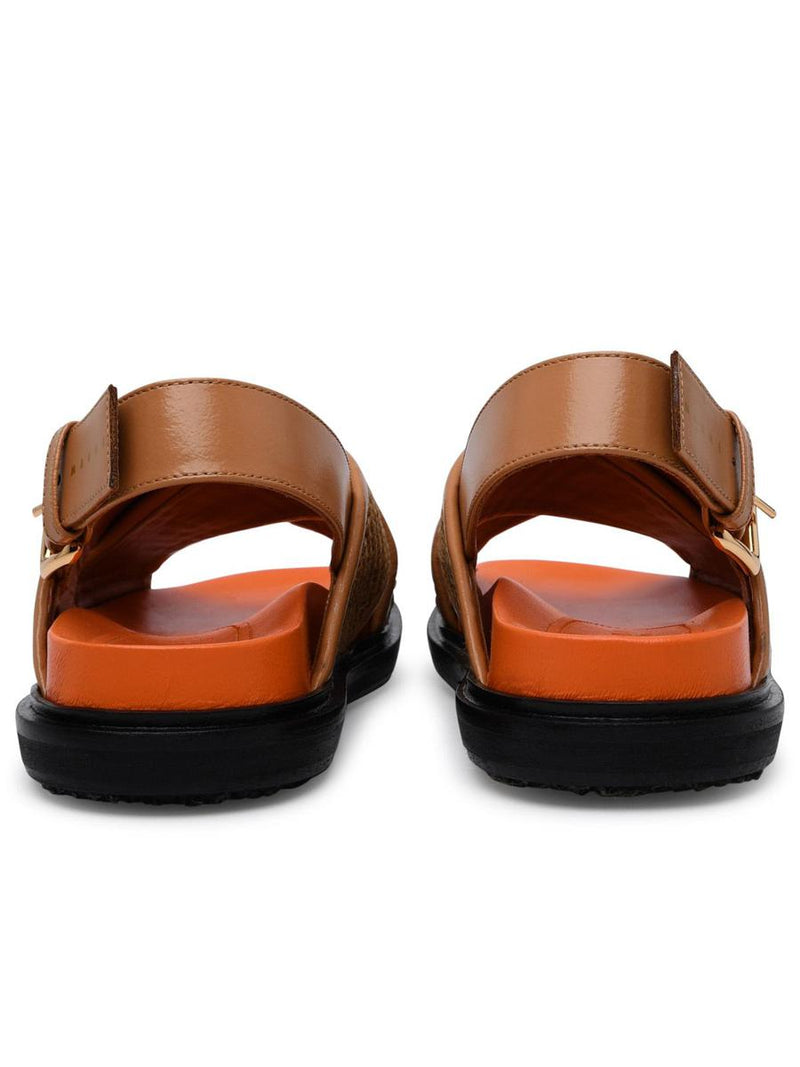Marni Brown Raffia Blend Fussbett Sandals