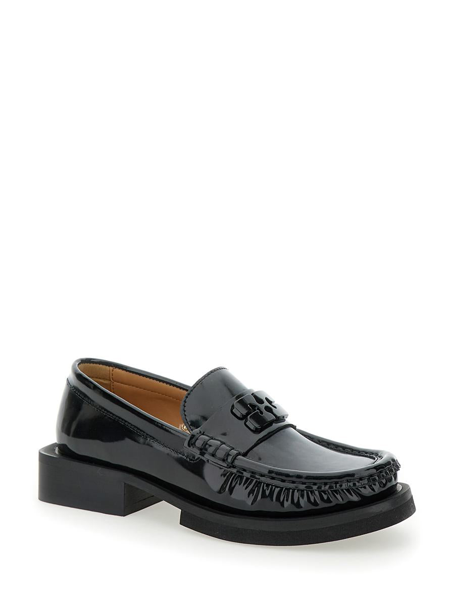 'Butterfly' Black Loafers With Tonal Logo In Techno Fabric Woman