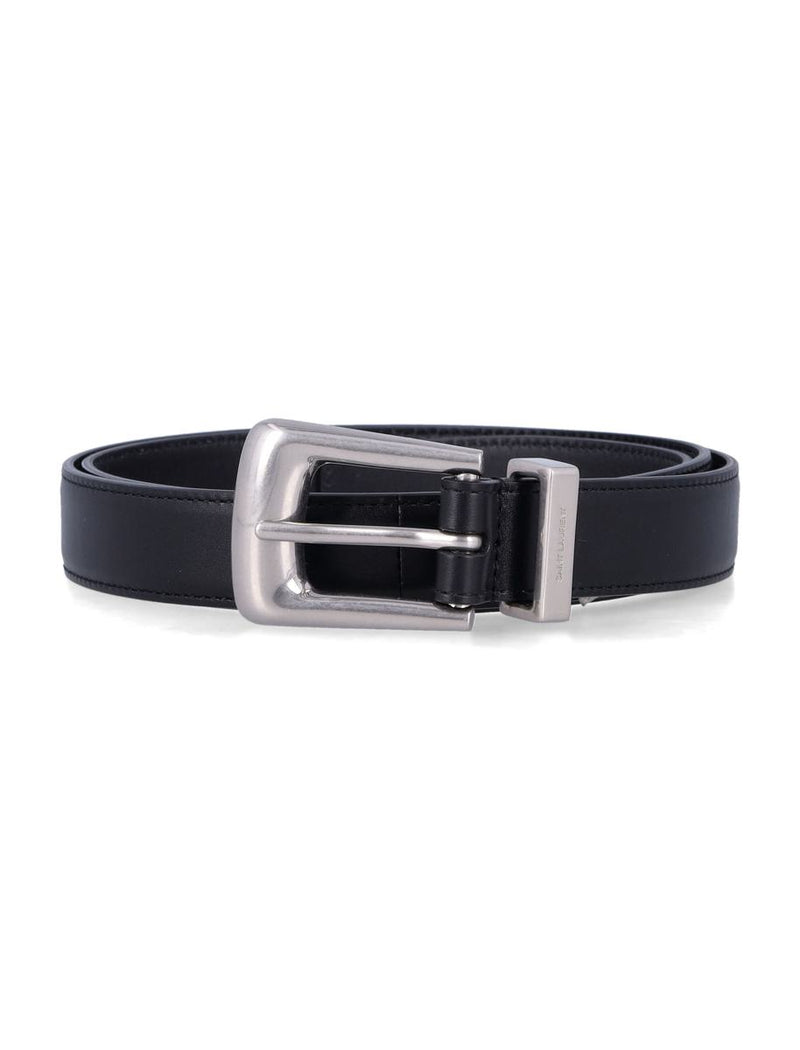 Saint Laurent Folk Smooth Leather Belt