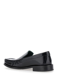 'Michel' Black Loafers With Almond Toe In Leather Man