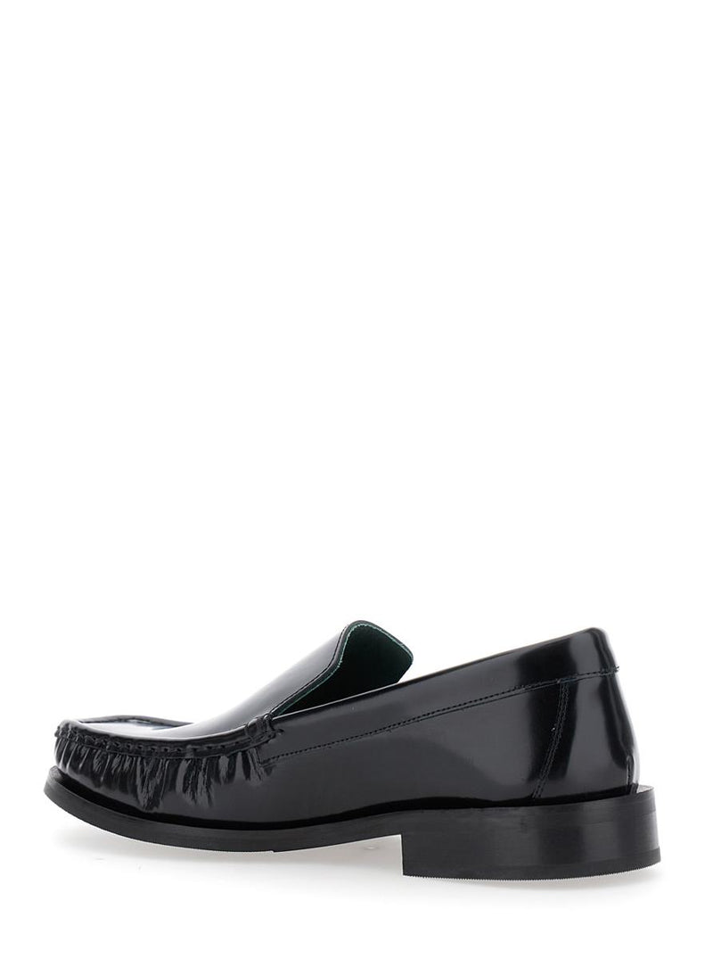 'Michel' Black Loafers With Almond Toe In Leather Man