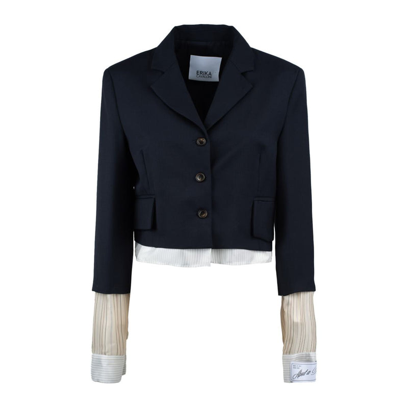 Erika Cavallini Midnight Blue Jacket In Cool Wool