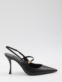 Black Leather Slingback Pumps