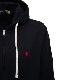 Black Cotton Hoodie With Logo