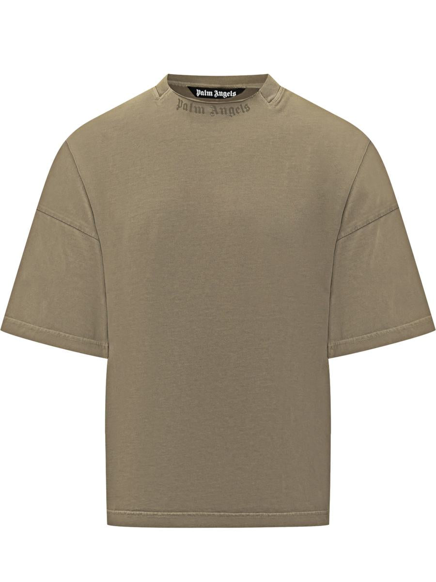 Palm Angels Palm Angels Green Logo Neck T-Shirt