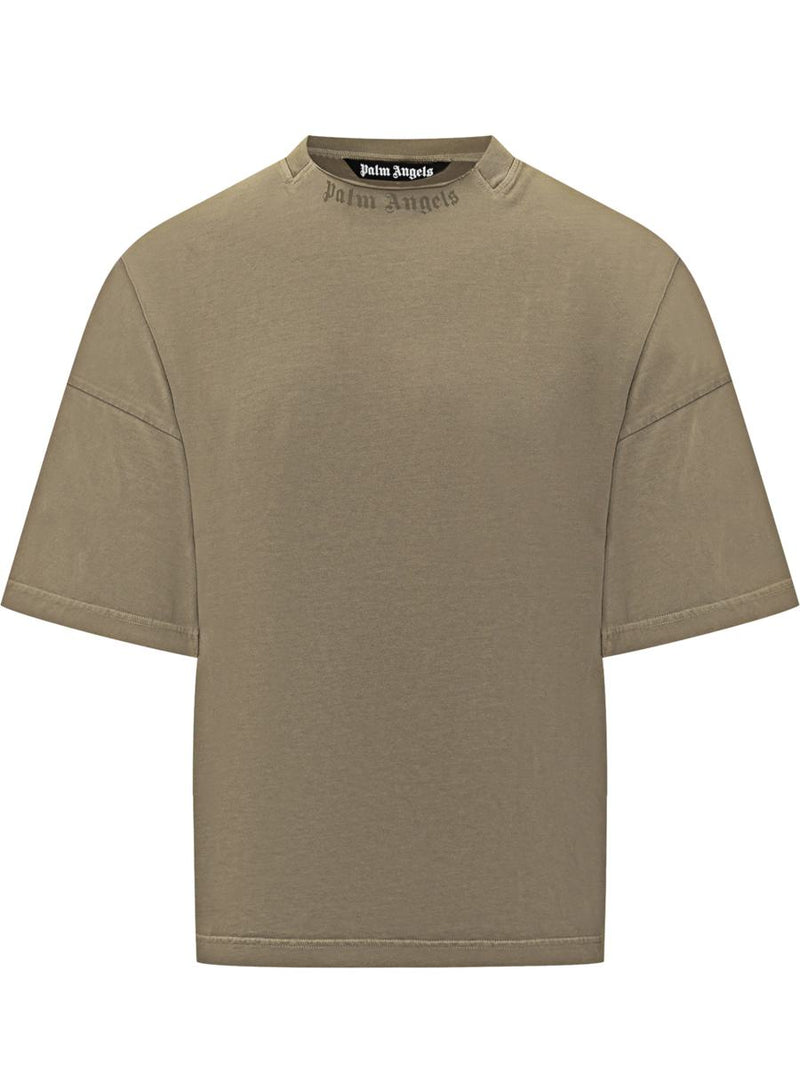 Palm Angels Palm Angels Green Logo Neck T-Shirt