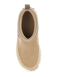 'Venture Daze' Beige Mules With Decorative Stitching And Side Logo Patch In Suede Man