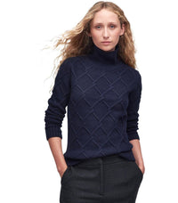Barbour Burne Roll Blue Turtleneck Sweater