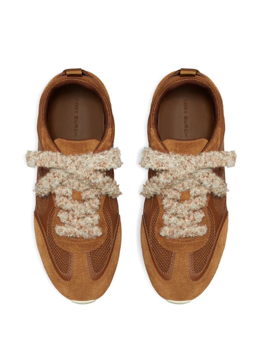 Tory Burch Brown Suede Leather Sneakers