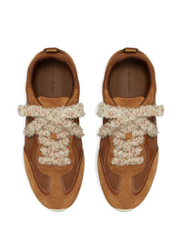 Tory Burch Brown Suede Leather Sneakers