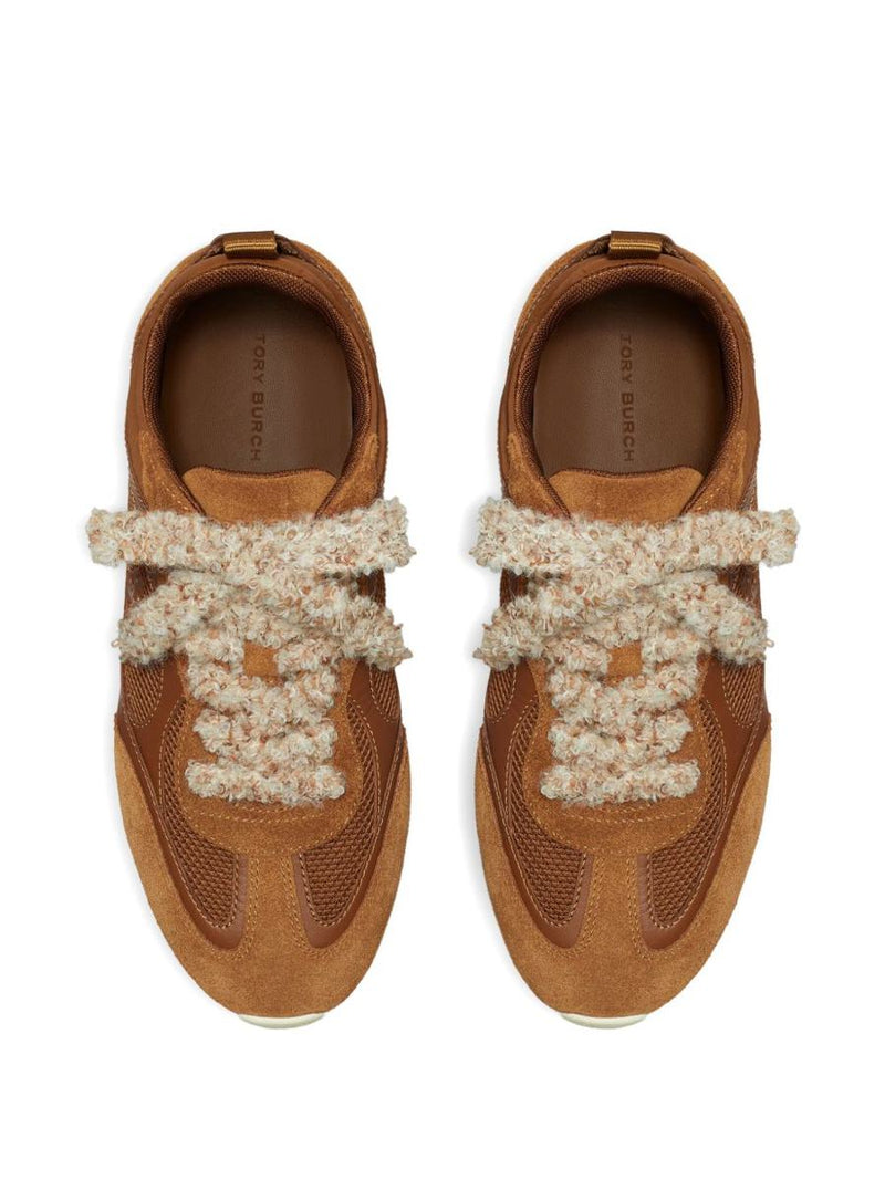 Tory Burch Brown Suede Leather Sneakers
