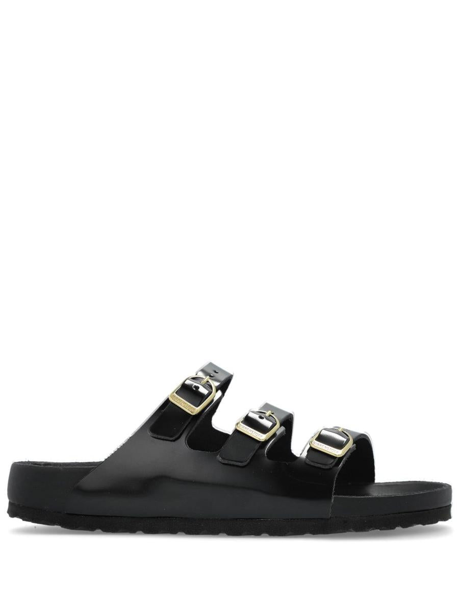Birkenstock 'Florida' Black Leather Slippers