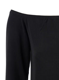Black Off-Shoulder Top With Boat Neckline In Tech Fabric Stretch Woman