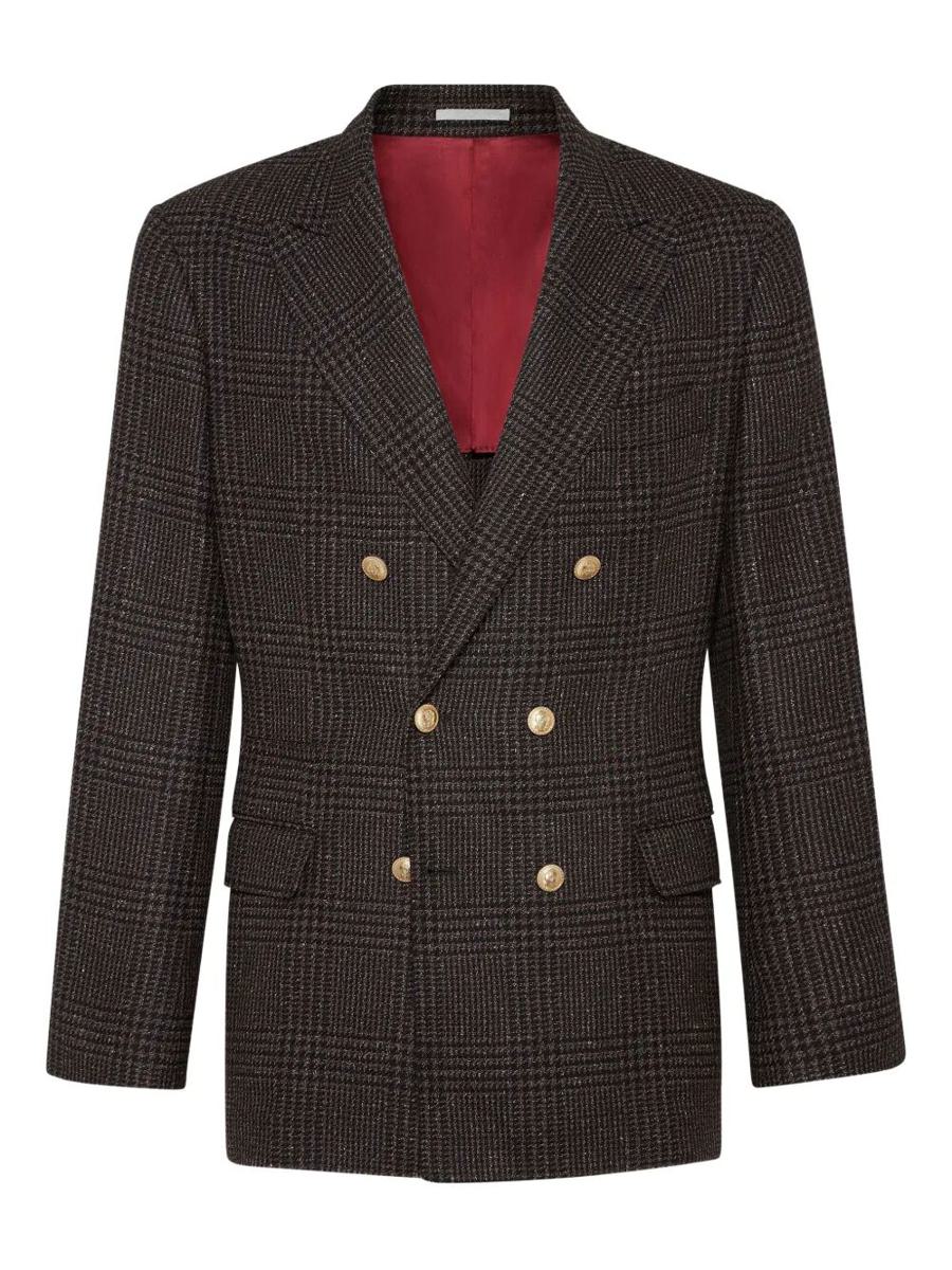Brunello Cucinelli Prince Of Wales One-And-A-Half Breasted Blazer With Metal Buttons Clothing
