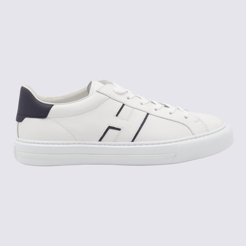 Hogan White And Navy Blue Leather Sneakers