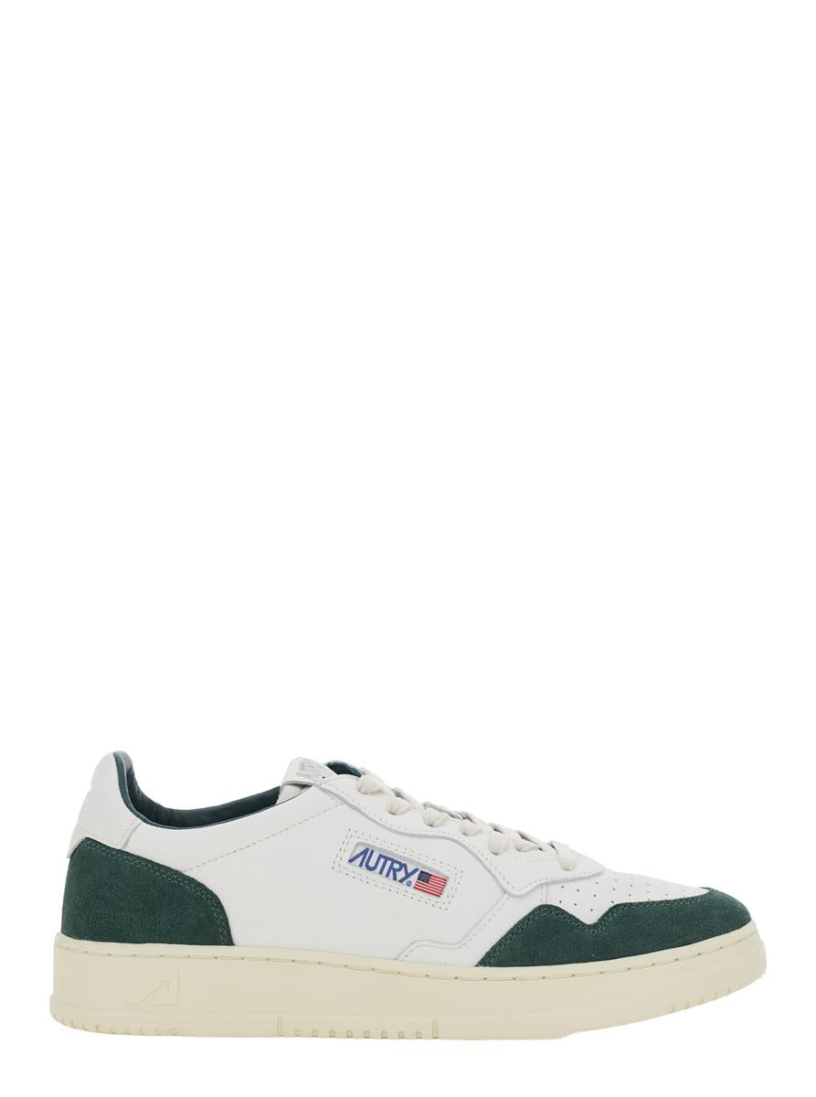 'Medalist Low' White Low Top Sneakers With Side Logo Detail In Leather And Suede Man